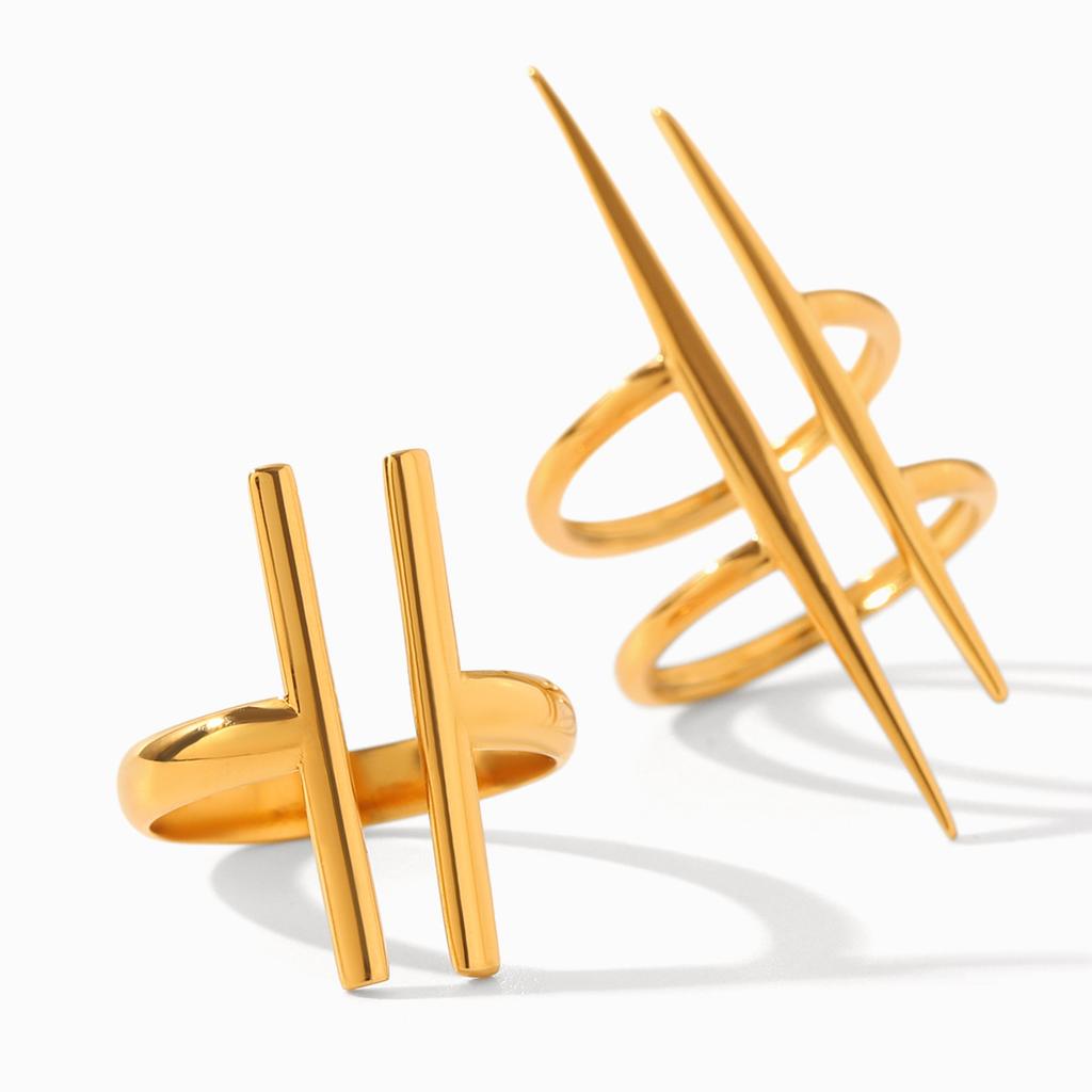 Euro-American style stainless steel open ring, niche design irregular titanium steel ring, non-fading finger ring