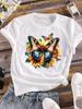 (Asian Size) Butterfly Trend 90s Women Tee Top Clothing Casual Print Lady  Flower Fashion Short Sleeve T Shirt Female Graphic T-shirts