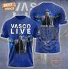 Vasco Rossi Тур 2026 Специальное издание Синяя футболка с принтом по всей поверхности Размер S5XL Унисекс футболка
