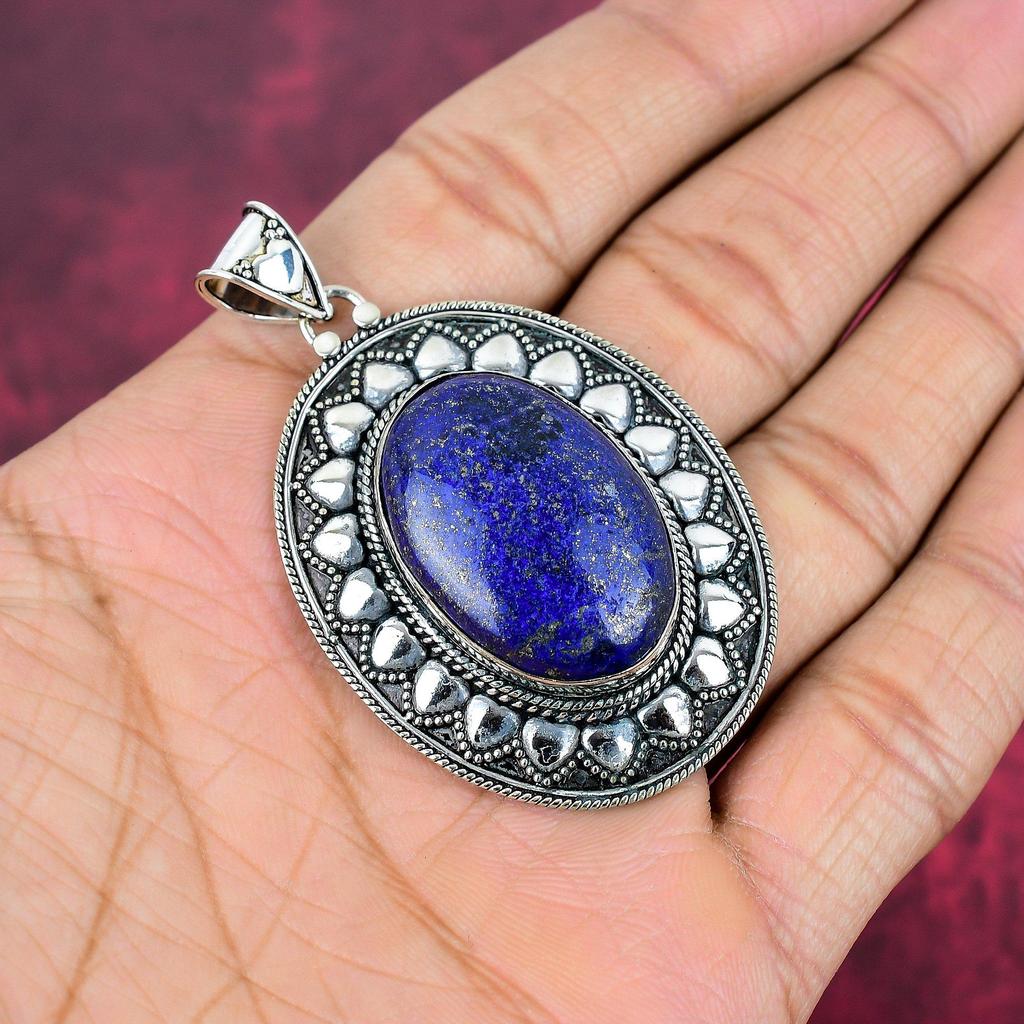 Подвеска из лазурита, ювелирное изделие ручной работы из драгоценных камней, кулон из цельного серебра 925 пробы, уникальный дизайн ювелирного украшения