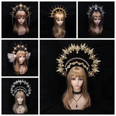 Lolita Angel Halo Sun Crown Материал Пакет Преувеличенный Подиумный Головной Убор Фото Реквизит Аксессуары