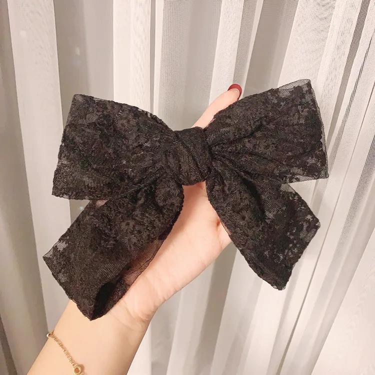 Женские милые шпильки для волос, кружевные цветочные банты, ленты, заколки для волос, украшения для волос, модные элегантные повязки на голову для девочек, черные и белые головные уборы