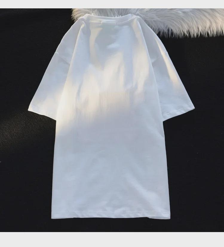 Женская розовая футболка из хлопка с вышитым ретро-монстром, с короткими рукавами, в стиле High Street Fashion, свободного кроя