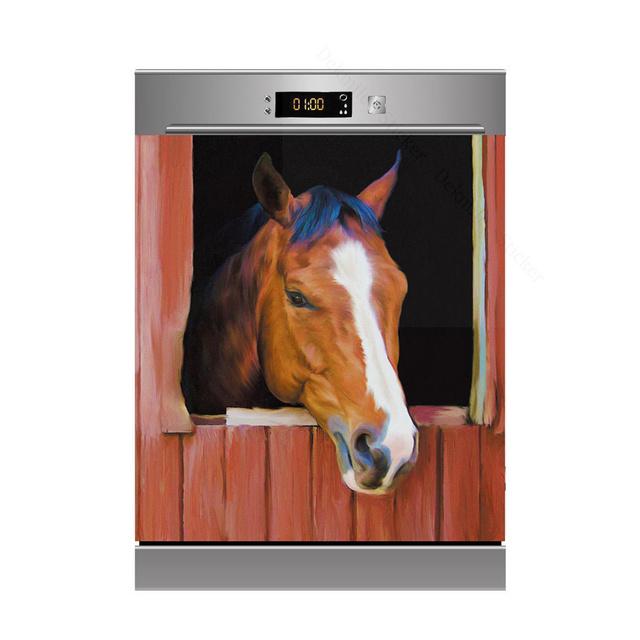 Наклейки на стену с солнечными цветами, чтобы покрыть холодильник, сельскую кухню, холодильник, пляжную ракушку, черную кошку, посудомоечную машину, виниловые 3D настенные фрески для дома