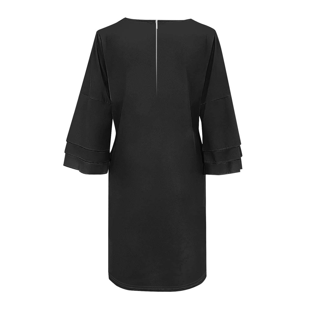 Женское модное темпераментное элегантное платье с v-образным вырезом и рукавами 3/4 со свежим принтом