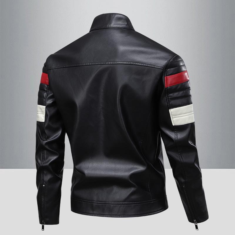 Men's PU Leather Motorcycle Racing Jacket for Spring & Autumn