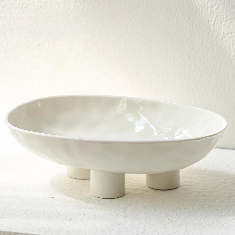 Фруктовая тарелка для дома Креативная салатница для фруктов Настольная конфетница Современная минималистская кухонная посуда Трехногая с высокими ножками