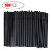 100-600 шт. одноразовые соломинки для питья, черные пластиковые соломинки длиной 21 см, гибкая соломинка для коктейлей для кухни, аксессуары для напитков