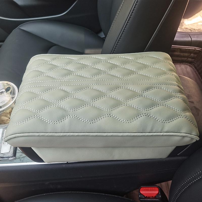 Memory Cotton Car Armrest Box Cover For Tesla Model 3/Y - Artificial Leather Auto Armrest Cover Trim Center Console