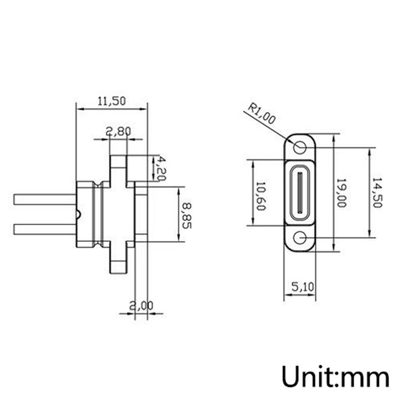 2 шт. USB 3.1 Type-C 2-контактный SMD SMT Пайка Проводной Разъем Мама Водонепроницаемый Разъем Порт Быстрой Зарядки