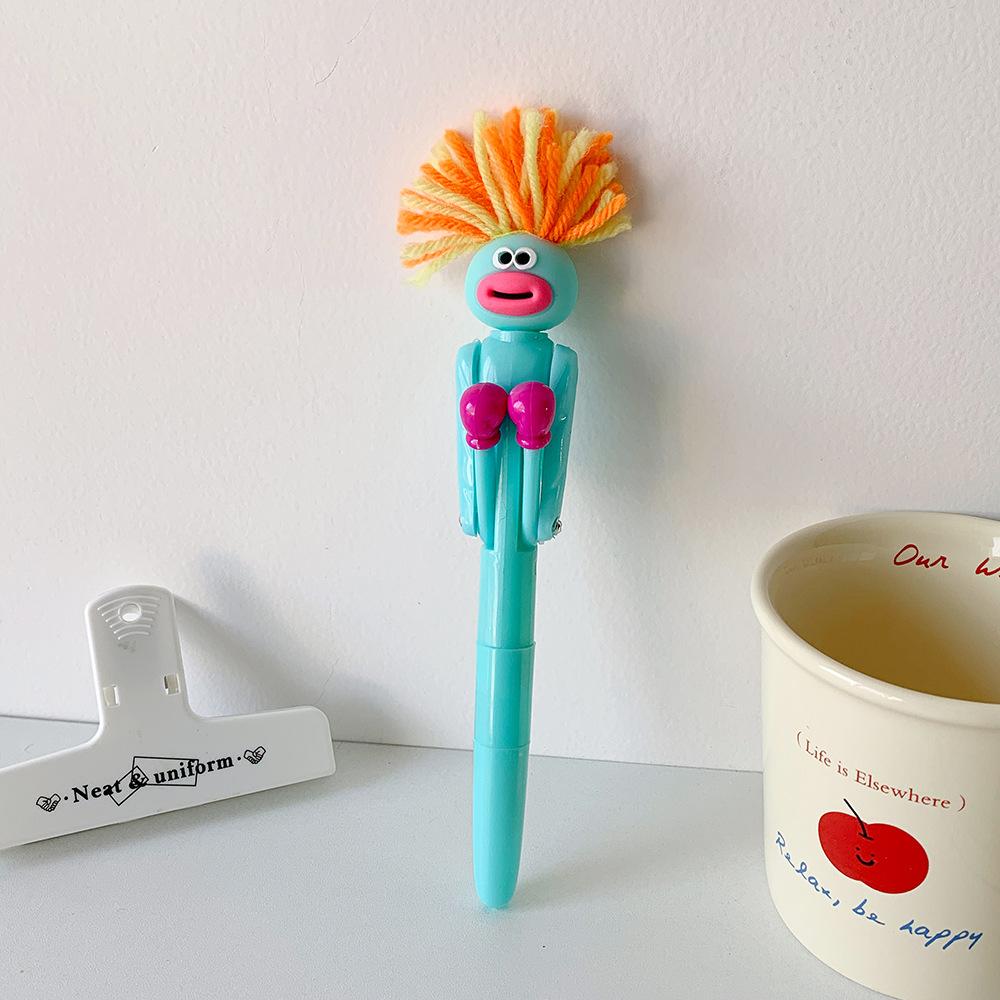 Креативная ручка-робот-боксер с длинными волосами, забавная детская канцелярская принадлежность для снятия стресса, ручка для письма с черными чернилами, школьные принадлежности