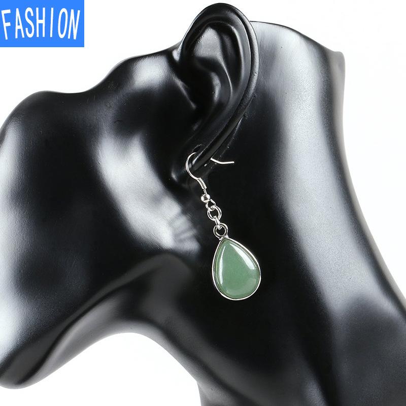 Европейские и американские модные женские серьги с каплями воды, женские серьги с натуральными полудрагоценными кристаллами, простые серьги