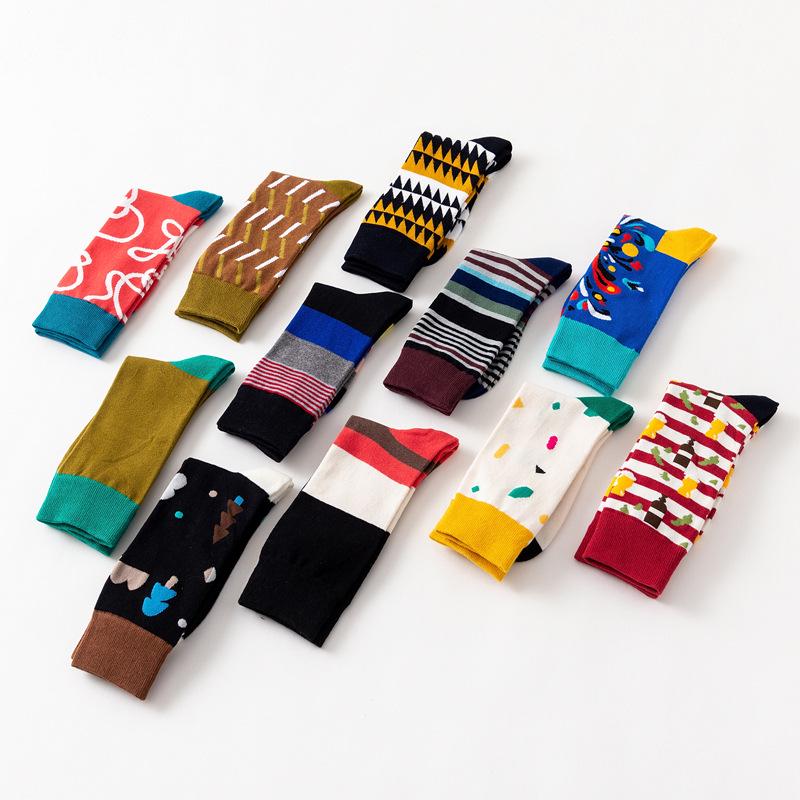 Модные мужские носки, красочные деловые свадебные носки в британском стиле, летние хлопковые носки для экипажа