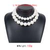 Tooxika Exaggerated Pearl Necklace Temperament Choker Double Layered Beaded Cool Style Necklace