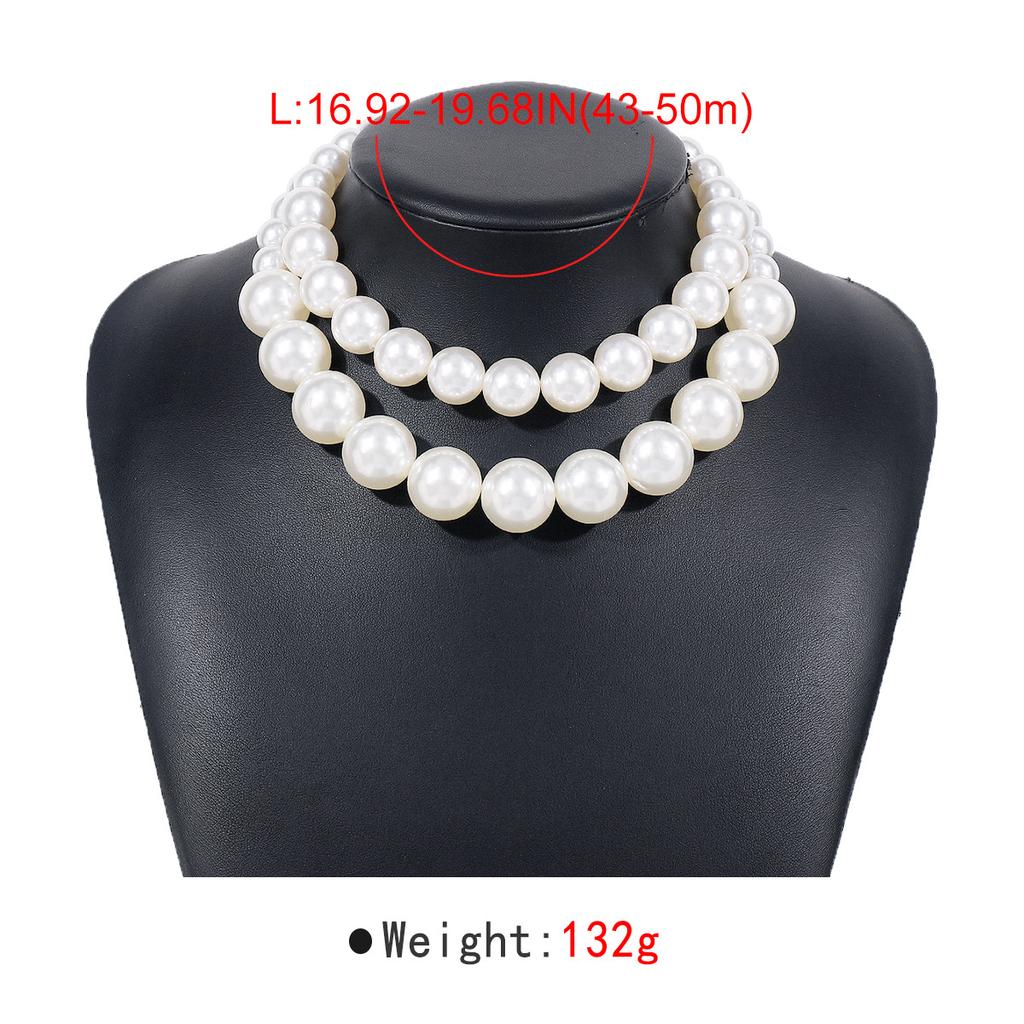 Tooxika Exaggerated Pearl Necklace Temperament Choker Double Layered Beaded Cool Style Necklace