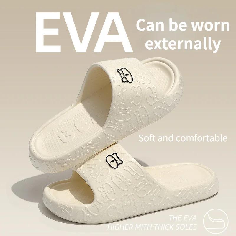 Модные женские тапочки для ванной с героями мультфильмов для мужчин, летние домашние милые медвежонки для женщин, для дома, отеля, нескользящие сандалии унисекс