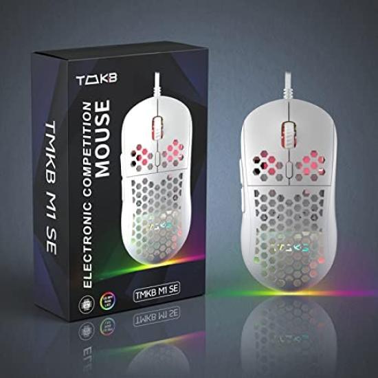 Игровая мышь DIERYA M1SE, проводная, тихая, 75 г, сверхлегкая, с RGB-подсветкой, 16000 градусов, регулируемым программируемым DPI, эргономичным дизайном для геймеров на ПК с Windows