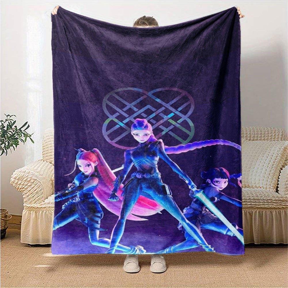 1pc Hunter X Kopo group Themed Flannel Blanket Suitable for Bed, Home Decor, Graduation Gifts, Easter, Back to School, Christmas, All Season Use