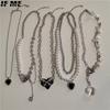 Elegant Stitching Silver Necklace Heart Tassel Transparent Pendant Necklaces Chain Choker Jewelry Accessories