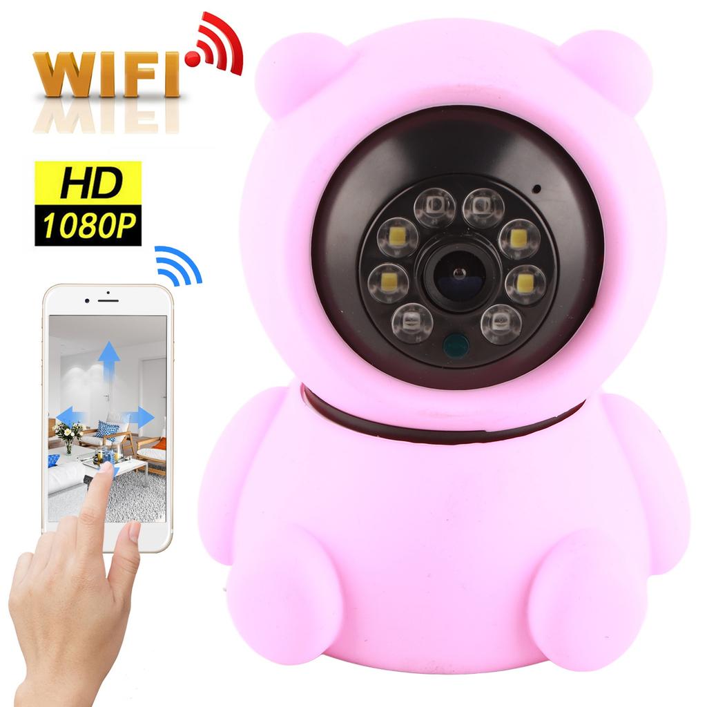 1080P WiFi PTZ Camera Pink Bear Styling Remote Viewing Night Vision 2?Way Audio Security Home CCTV