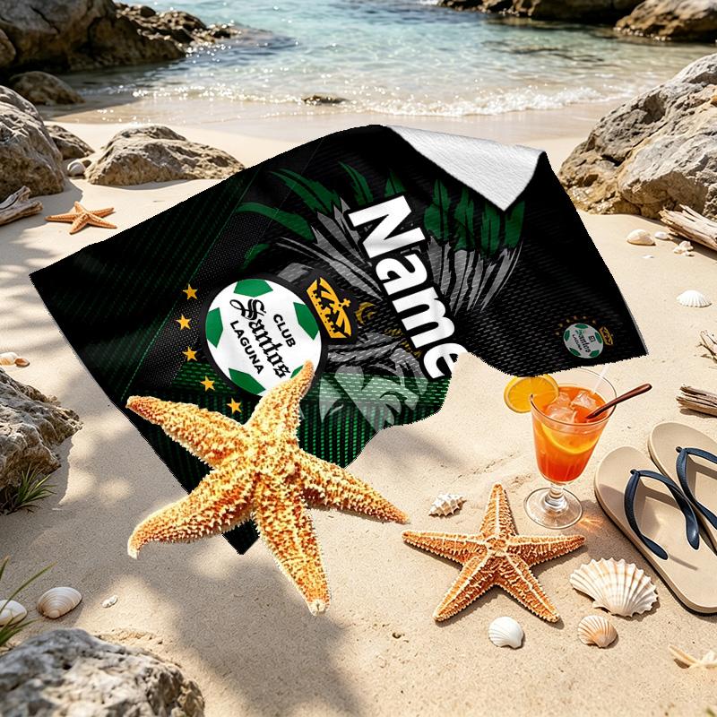 Custom Name Personalized Club Santos Laguna Print Beach Towel, for Trip Camping Beach Party Home Decor, Birthday Gift for Family & Friends