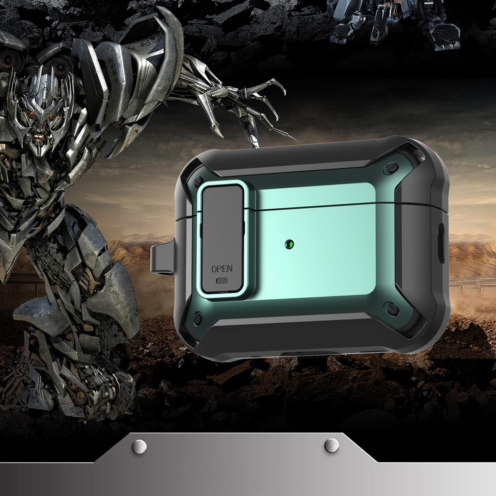 KEYSION Чехол для Bluetooth-наушников для AirPods Pro 3 Мягкий силикон+ПК Ударопрочная задняя крышка с замком-переключателем Карабин для альпинизма