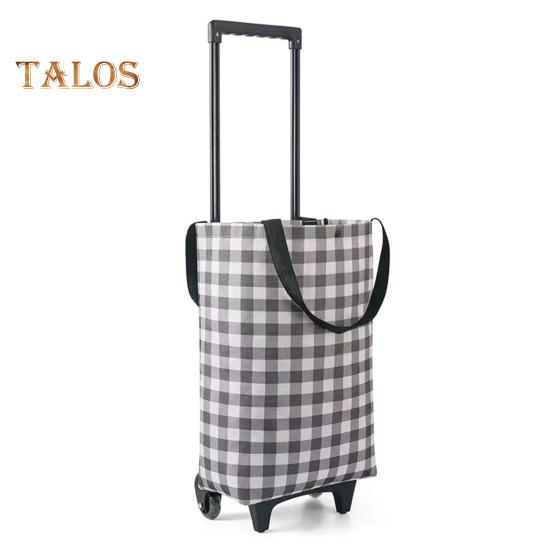 Grocery Cart with Wheels Collapsible Rolling Shopping Cart 2-in-1 Folding Design Portable Bag Waterproof Stair Climbing Telescoping Trolley Tote Bag