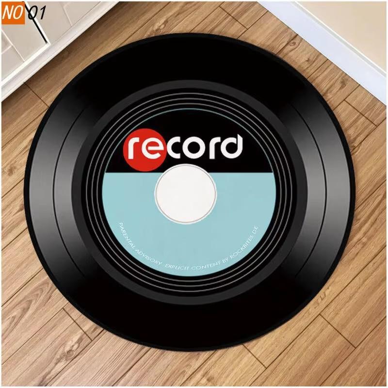 CD Музыкальный Круглый Ковер Декор Гостиной Подростковый Коврик Противоскользящая Подушка на Стул Круглые Ковры для Спальни Ковер с Музыкальным Дизайном