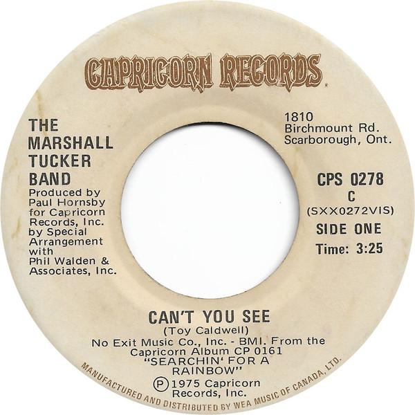 7-дюймовая пластинка MARSHALL TUCKER BAND - Can't You See / Fly Like An Eagle CPS0278 Capricorn Records 1977 Канада Рок Б/У