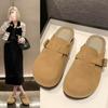 Fashion Ladies Indoor Casual Platform Slippers Winter Outdoor Fleece Warm Slippers Middle Heel Female Mule Fashion Slippers for Women