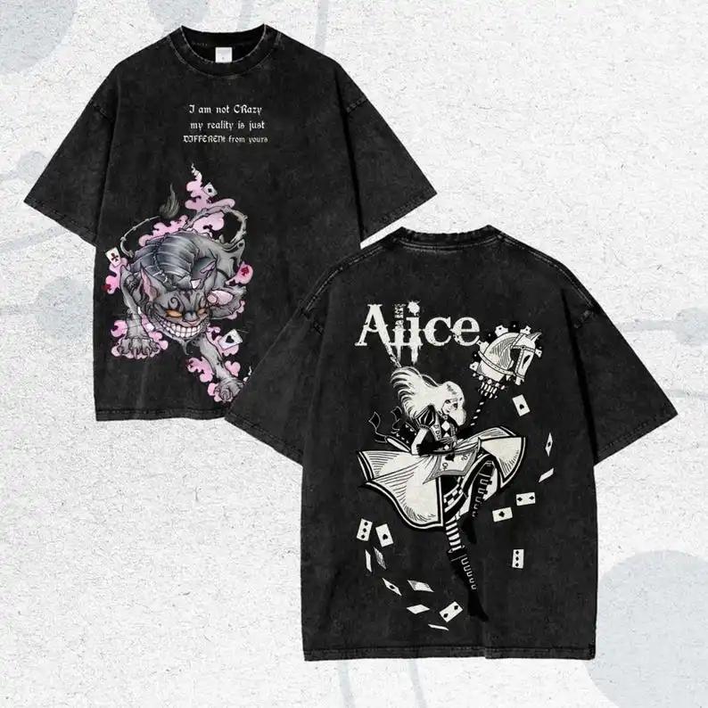 Alice Madness Returns Стирка Футболки Личность Одежда Подходит для Всех Сезонов Большой Размер Унисекс Уличная Одежда Высокое Качество Мягкая