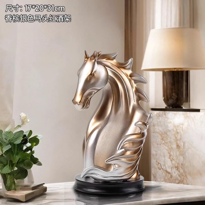 Creative Figurines Horse Head Resin Statue Living Room Home Decor Ornament Entrance Wine Cabinet Light Luxury Decor Sculpture