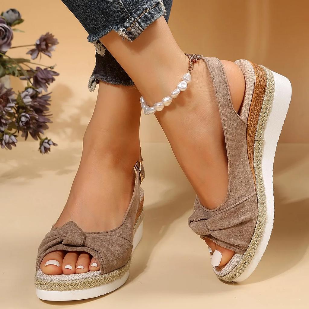 Женские сандалии на танкетке с открытым носком, летние легкие повседневные сандалии на платформе, женские нескользящие эспадрильи, обувь-гладиатор, большие размеры