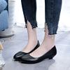 2019 черные профессиональные рабочие туфли женские 2-3-5 см средней высоты каблук для женщин среднего возраста большой размер кожаные туфли толстый каблук с неглубоким вырезом одинарные туфли тренд