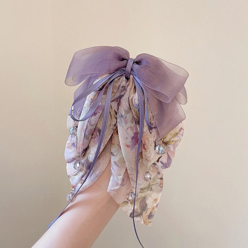 Сладкий цветочный бант бусина заколка для хвостика женская французская элегантная заколка для волос заколка-акула