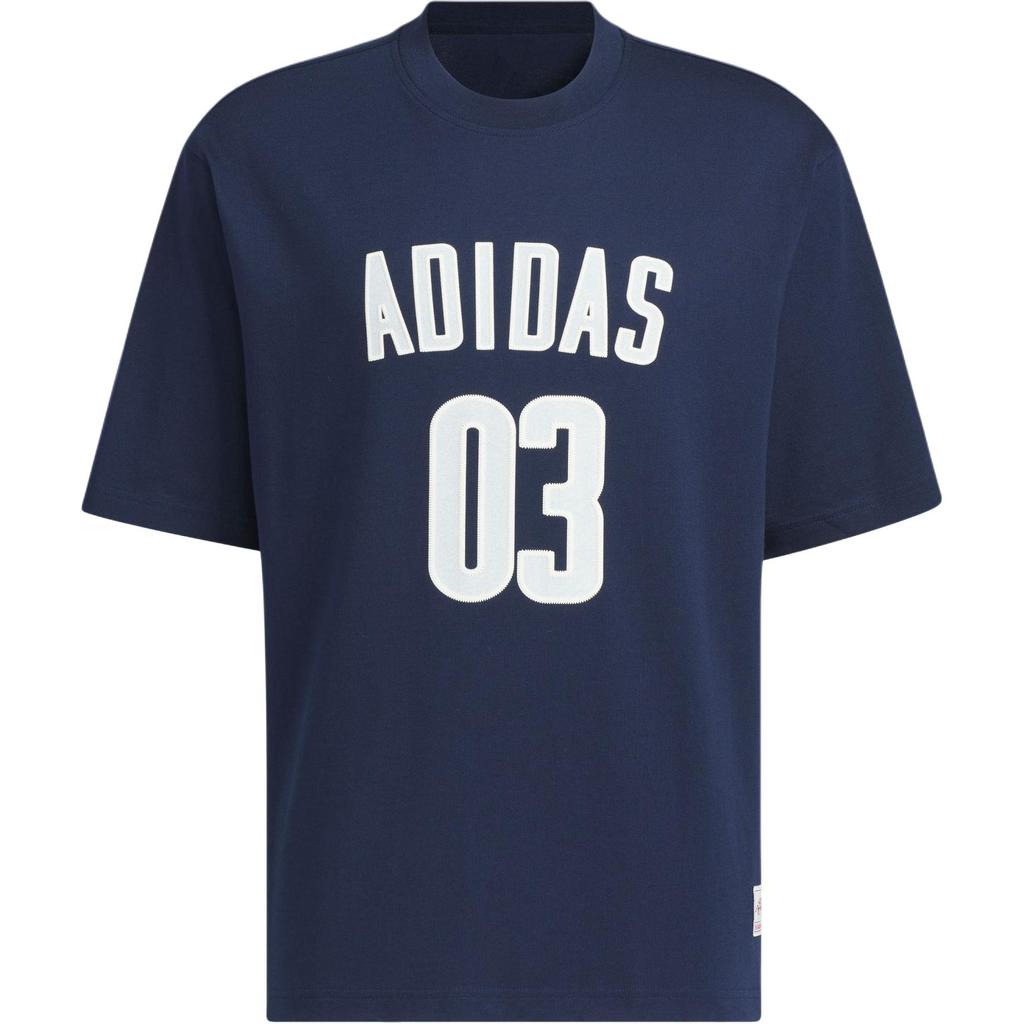 Adidas MS GFX Print Comfortable Pullover Short Sleeve T-Shirt Men Tops Navy-Blue JM7233