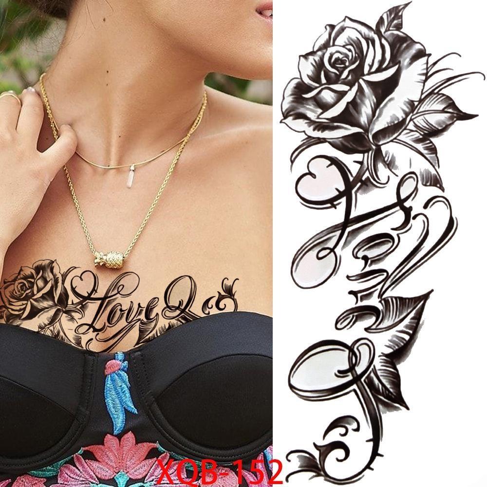 NEW 1 PC 210*114MM Cherry Blossom Fake Temporary Tattoo For Women Girl Watercolor Rose Flower Tattoos Flora Branch Chest Back Tatoo Paper Stickers