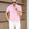 Мужская рубашка с коротким рукавом, однотонная, в стиле business casual, для летней моды, не требует глажки, удобный и универсальный топ