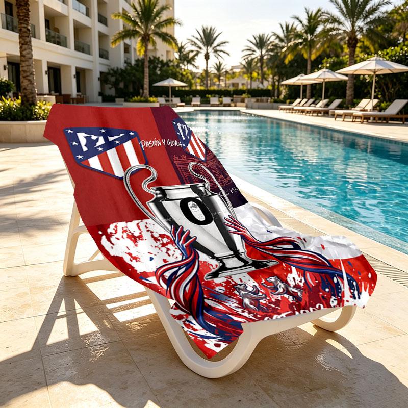 Atletico de Madrid Print Beach Towel Design, Soft, Lightweight. for Home Bathroom, Spa, Pool, Yoga, Surfing, Camping, Gift for Family, Friend