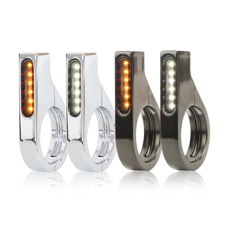Motorcycle Modified Front Fork 41mm Snap-in Turn Signal Fixed Light Yellow and White Turn Light Signal Light