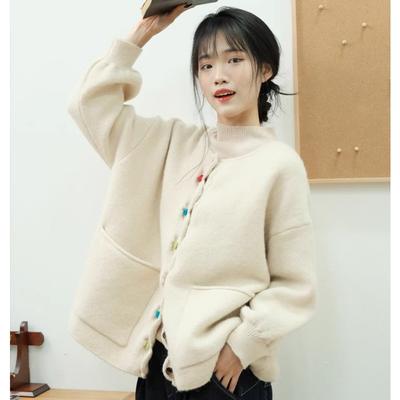 Женский осенний свитер большого размера с пуговицами, вязаный жакет, модный оверсайз, повседневный стиль, свободный кардиган