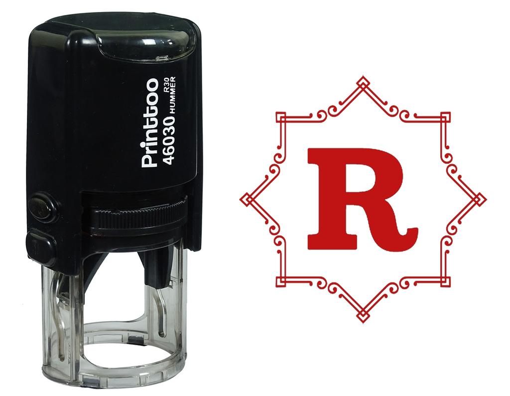 Printtoo Octagon Celtic Swirl Frame Alphabet R Monogram Self Inking Rubber Stamp Office