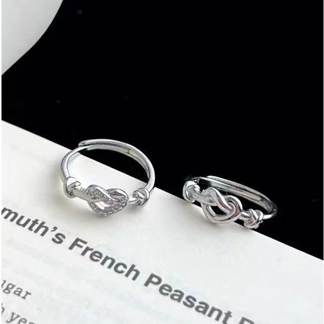 Twin Knot Winding Love Zircon Ring Girlfriend Couple Ring Fashion Simple High Sense Niche Design Jewelry