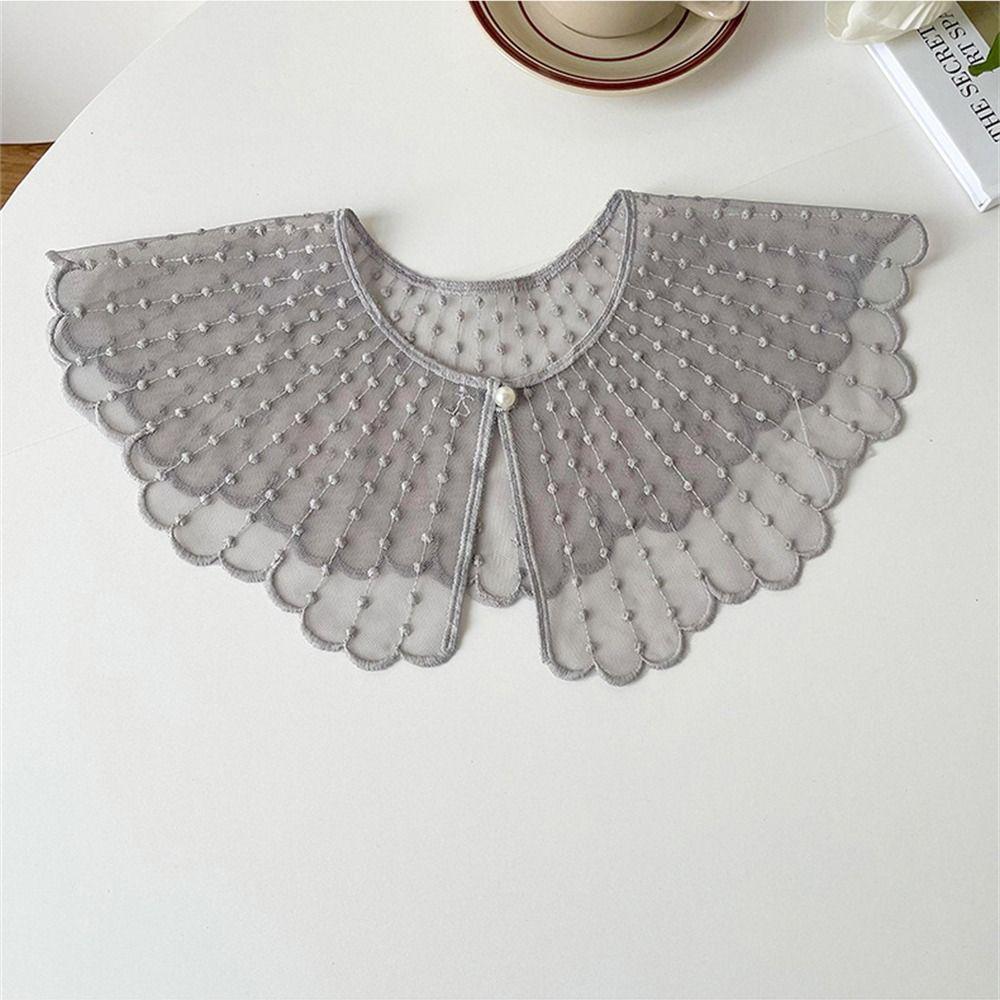 Pearls Fake Collar Embroidered Lace Shawl Casual Detachable Collar Shirt