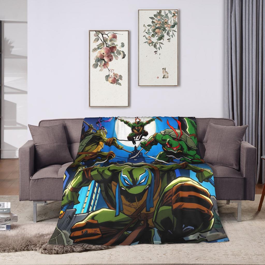 Soft Blankets Camping TMNT Game Throw Blanket Flannel Bedspread For Couch Chair Sofa Bed Street Trend Sofa Bed Cover