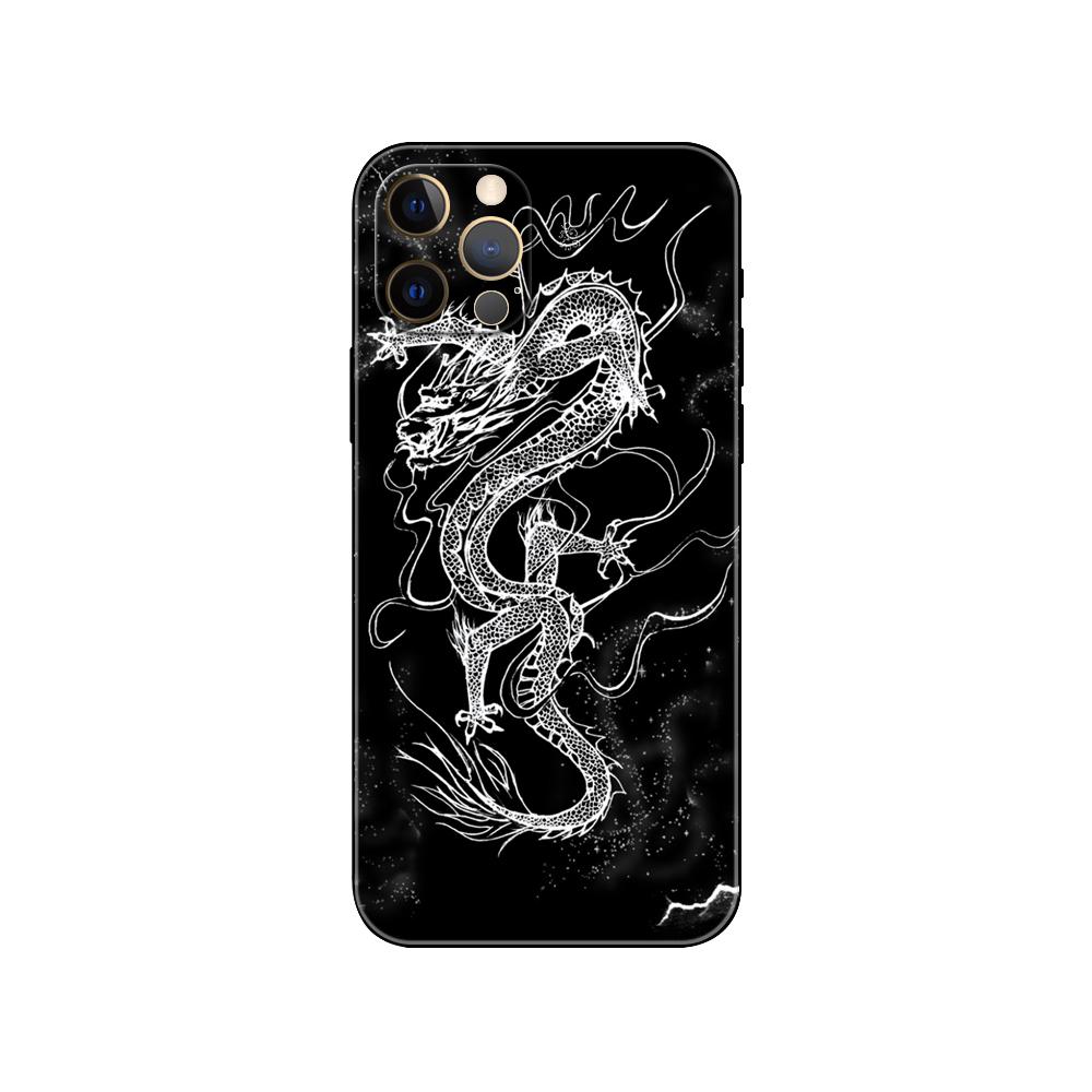 Дизайнерский чехол для телефона с китайским драконом для iphone 5 5s 2020se 6 6s 7 8 plus x 10 XR XS 11 12 13 mini pro MAX, черная задняя крышка из ТПУ