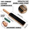 BeaverCraft LS6P1 Leather Strop Kit with Polishing Compound, Knife Sharpening Block, 35.5 cm (14.6" x 2") - Beige, Black, Green Gray