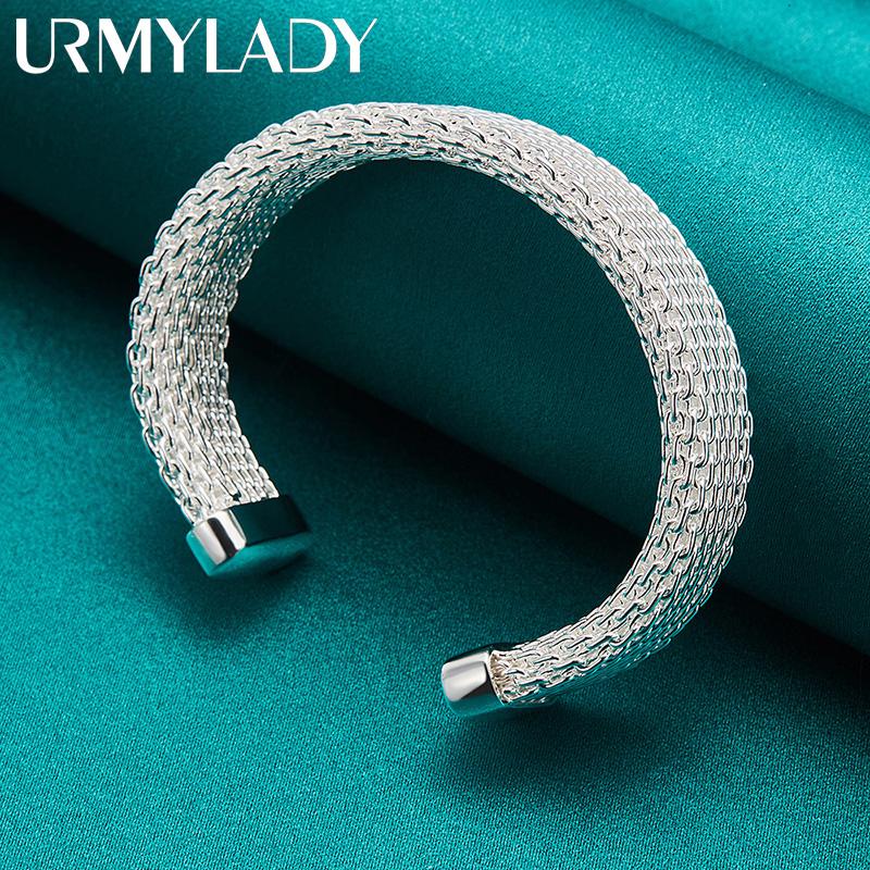 URMYLADY 925 Стерлинговое Серебро Открытые Браслеты-Манжеты для Женщин Свадебная Вечеринка Модные Шарм-Украшения