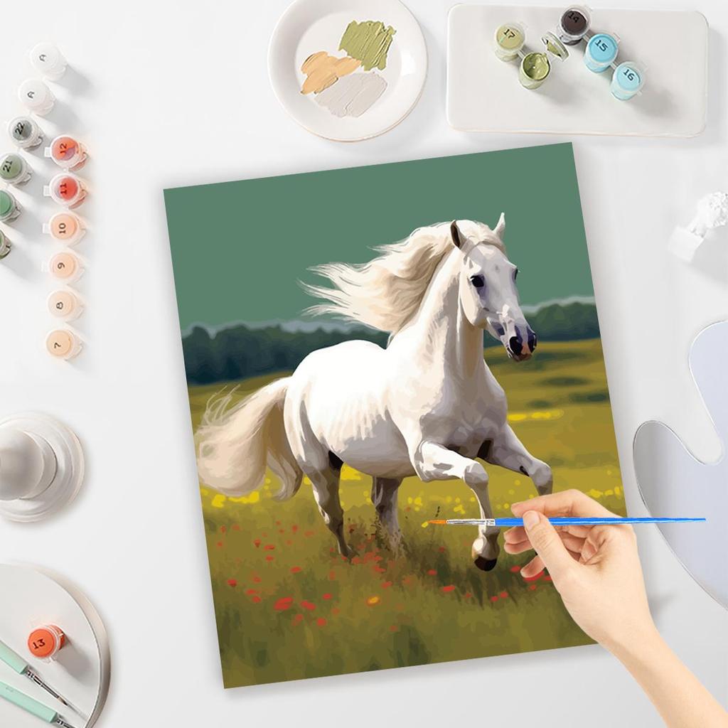Рамка Белая Лошадь для рисования по номерам, наборы для взрослых, животное, сделай сам, рисунок по номерам, краска на холсте, картина для домашнего декора, 40x50 см