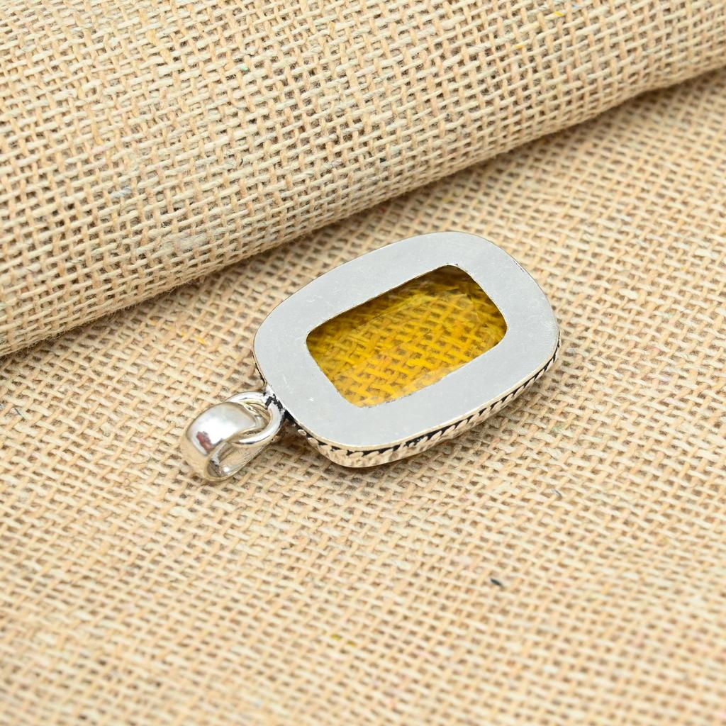 Citrine Gemstone 925 Sterling Silver Handmade Pendant Elegant Jewelry